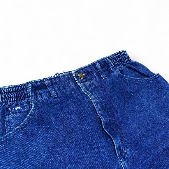 High Waisted Vintage Reworked Blue Lee Denim Jeans Size 14 Petite - Picture 2 of 6